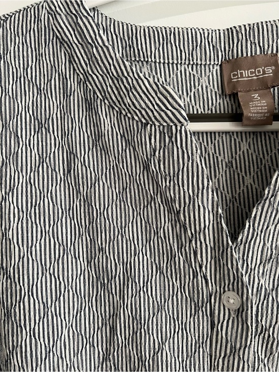 Chico's Other - Chico's Black and White Striped Button-Front Shirt